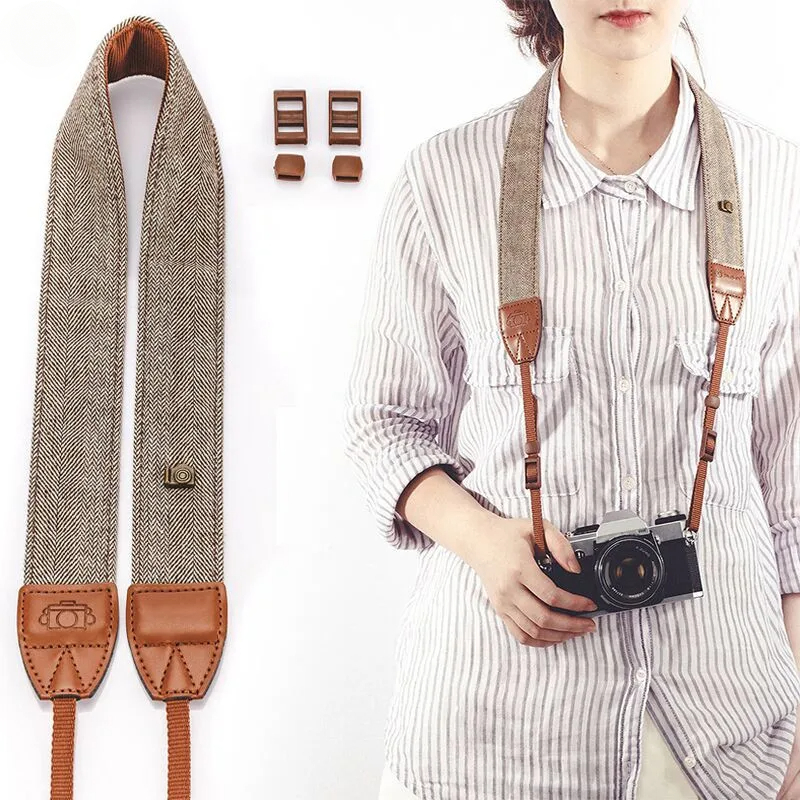 Camera Strap Leather - Portable Camera Strap Adjustable Cotton Leather