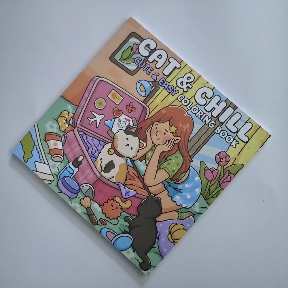 Cat & Girl Cute Easy Coloring  - Photography Of Book บทวิจารณ์และราคา