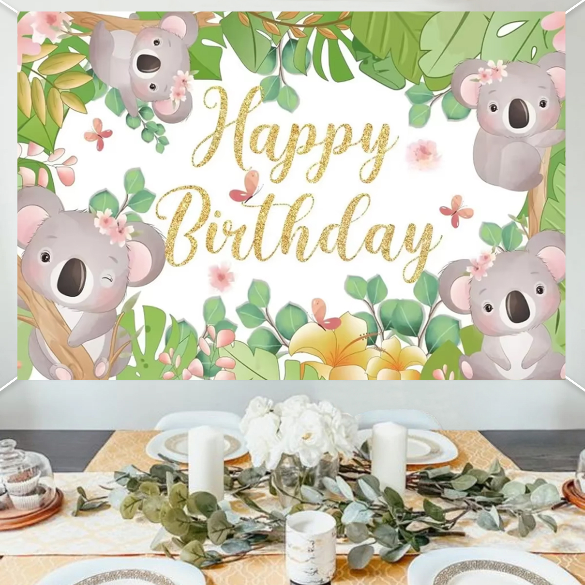 Cute Cartoon Koala Theme Birth - Photography Zoo บทวิจารณ์และราคา