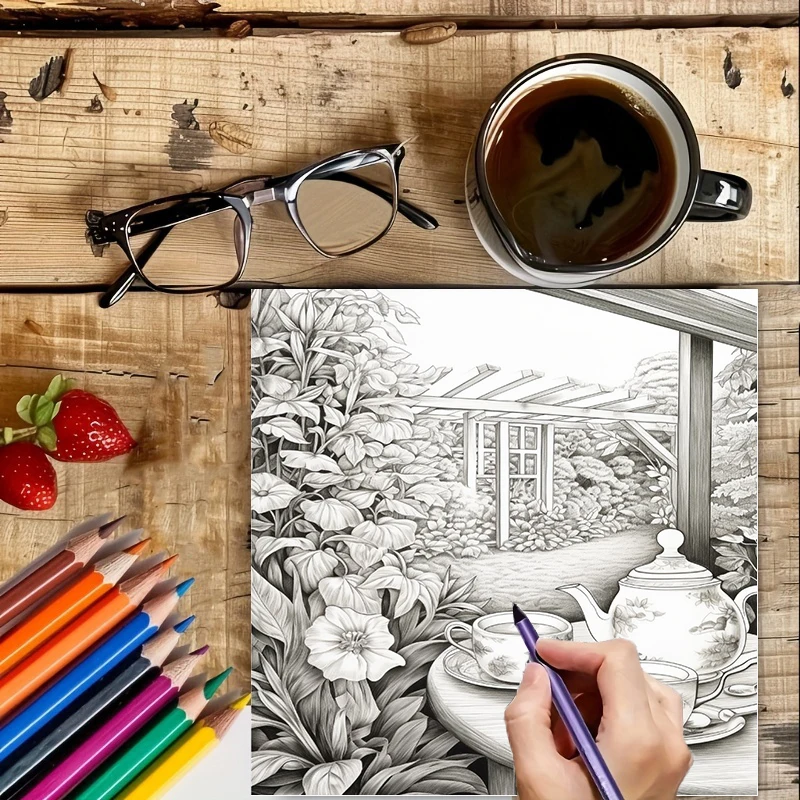 Tea In The Gardens Coloring Bo - Photography Of Book บทวิจารณ์และราคา